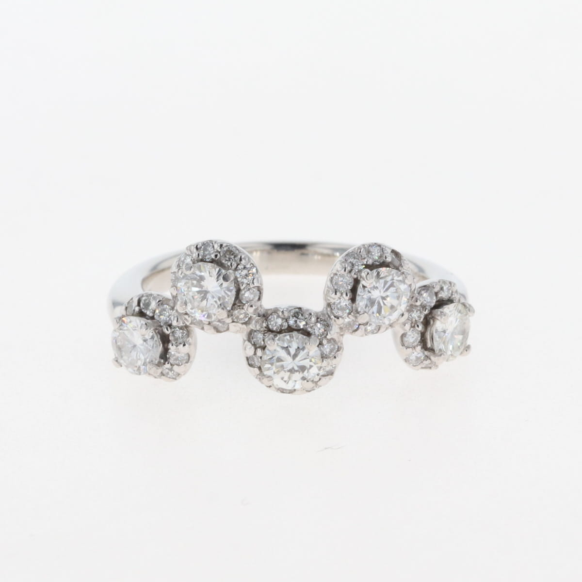 【ラッピング可】 メレダイヤ デザインリング プラチナ 指輪 リング 12号 Pt900 ダイヤモンド レディース 【中古】