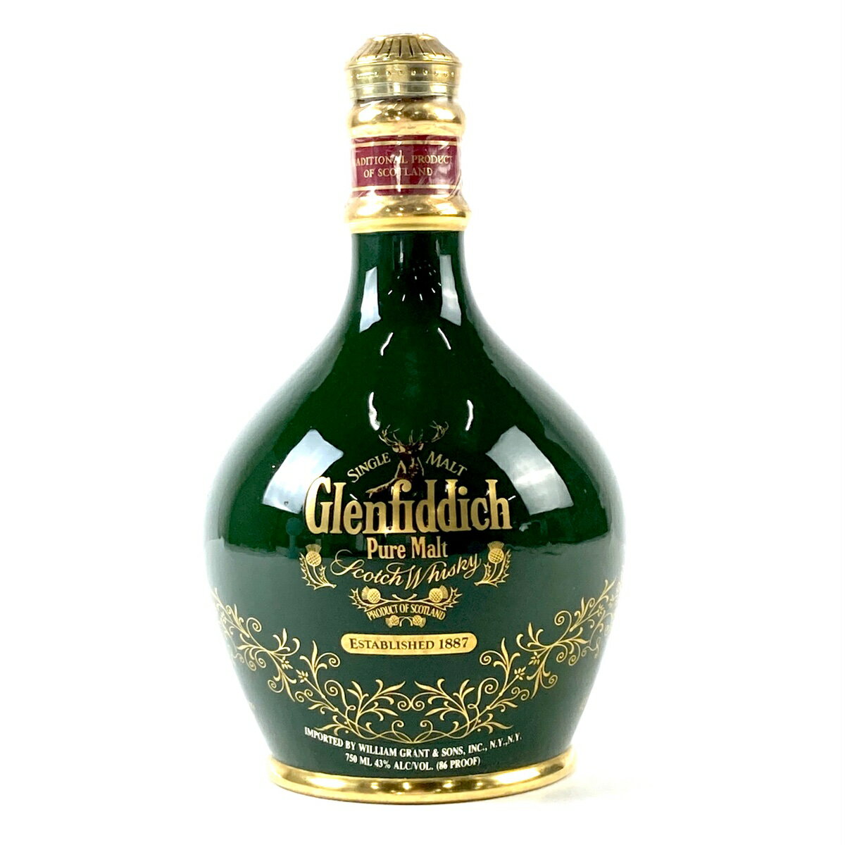 グレンフィディック Glenfiddich 18年 陶器 緑 750ml スコッチウイスキー シングルモルト 【中古】