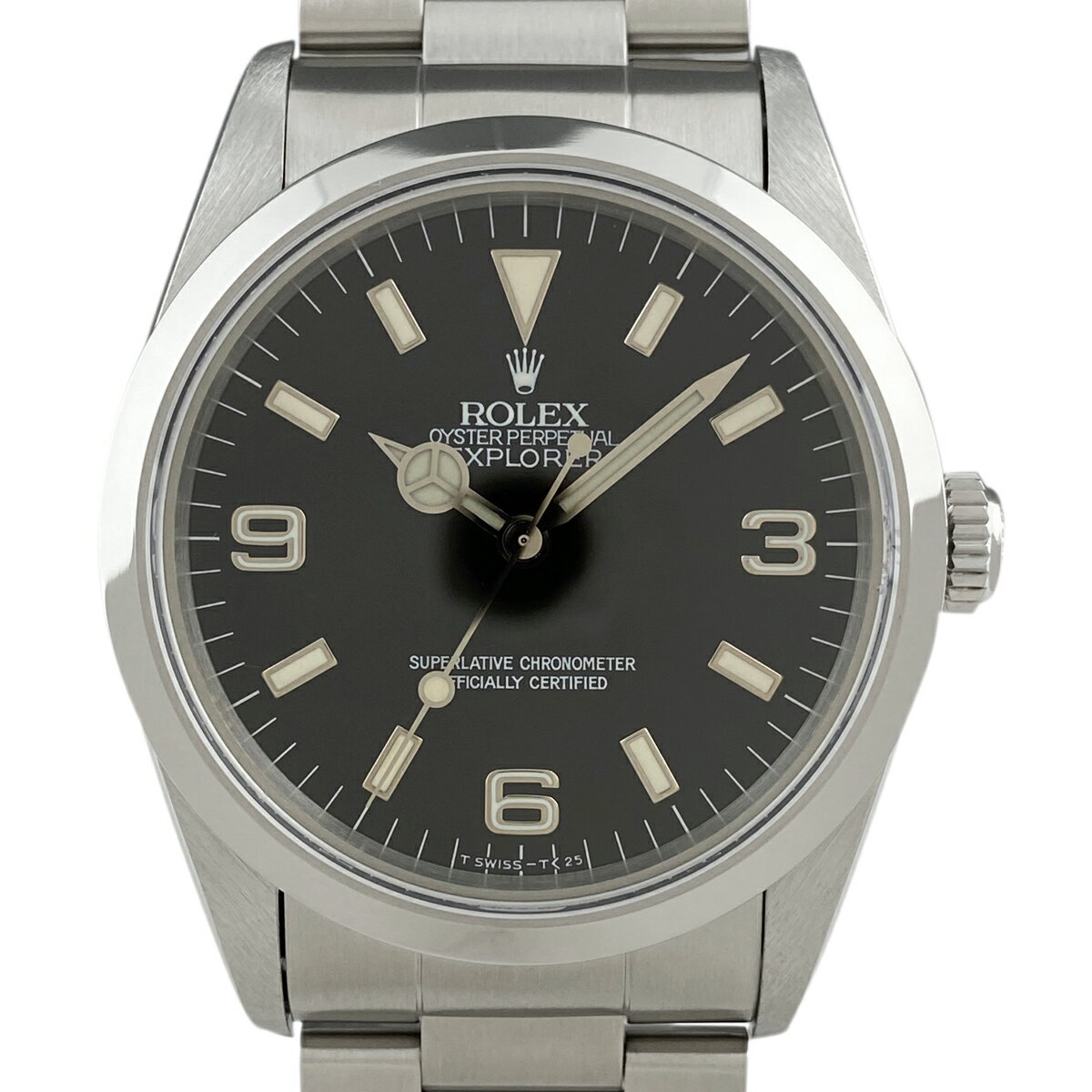 【ラッピング可】 ロレックス ROLEX エクスプローラー1 14270 腕時計 SS 自動巻き ブラック メンズ 【中古】