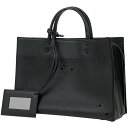 20％OFF バレンシアガ BALENCIAGA ペーパー トートバッグ A6 2WAY ショルダーバッグ ハンドバッグ パンチング レザー ブラック レディース 【中古】 msp29