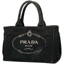 プラダ PRADA カナパ トート ミニ ハンドバッグ ロゴ トートバッグ キャンバス ネロ(ブラック) レディース 【中古】