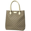 グッチ GUCCI GG柄 トートバッグ ハンドバッグ 手提げ トートバッグ コーティングキャンバス ベージュ ホワイト 131220 レディース 【中古】