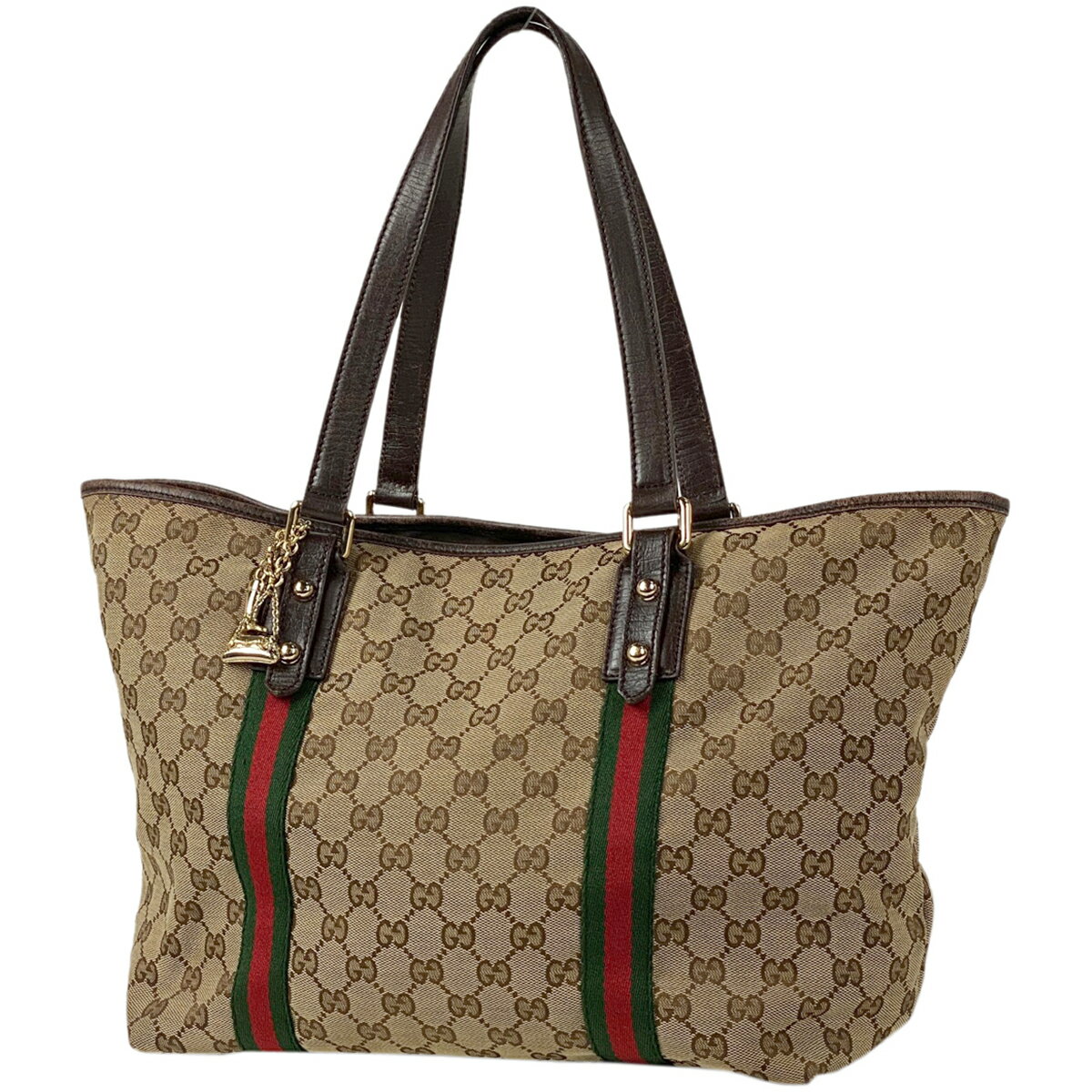 12％OFF グッチ GUCCI GG柄 トートバッグ シェリーライン ウェブ 肩掛け 手提げ トートバッグ GGキャンバス ブラウン グリーン レッド 139260 レディース 【中古】 msp29