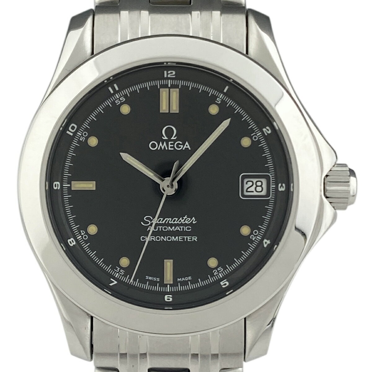 【ラッピング可】 オメガ OMEGA シーマスター 120 デイト 2501.50 腕時計 SS 自動巻き ブラック メンズ 【中古】