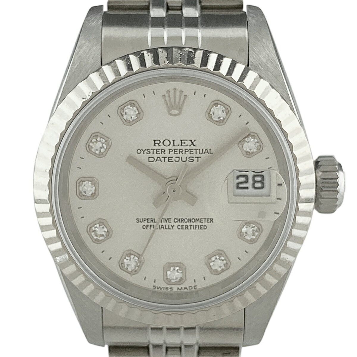 12％OFF 【ラッピング可】 ロレックス ROLEX デイトジャスト 10Pダイヤ 69174G 腕時計 SS WG ダイヤモンド 自動巻き シルバー レディース 【中古】 msp29