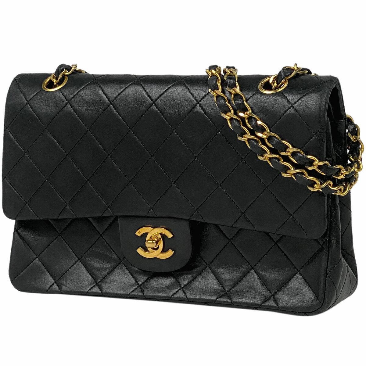 13％OFF 【ジャンク品】シャネル CHANEL マトラッセ Wフラップ チェーン ショルダーバッグ ココマーク レザー ブラック A01112 レディース 【中古】 msp29