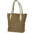 グッチ GUCCI GG柄 トートバッグ ショルダーバッグ トートバッグ GGキャンバス ベージュ ホワイト 153009 レディース 【中古】