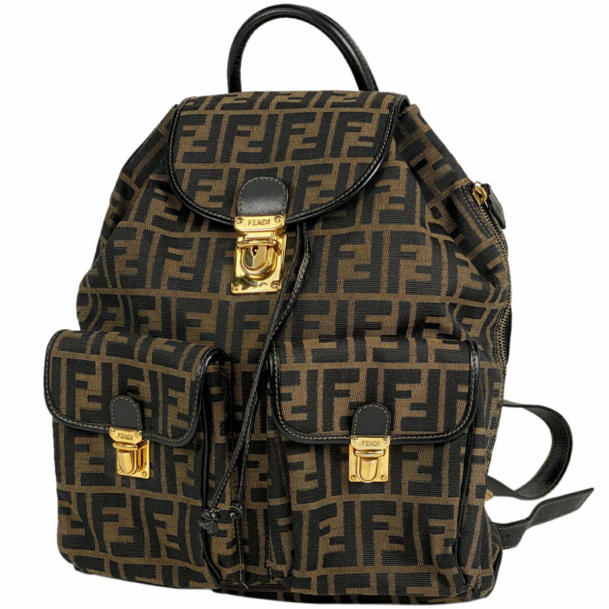 12％OFF フェンディ FENDI ズッカ柄 リュックサック デイパック バックパック リュック キャンバス ブラウン レディース 【中古】 msp29