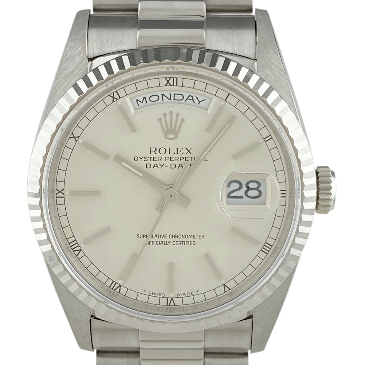 5％OFF 【ラッピング可】 ロレックス ROLEX デイデイト 18239 腕時計 WG 自動巻き シルバー メンズ 【中古】 msp29