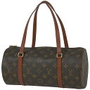 ルイ・ヴィトン Louis Vuitton パピヨン 30 バレルバッグ 筒型 旧旧型 ハンドバッグ モノグラム ブラウン M51365 レディース 【中古】