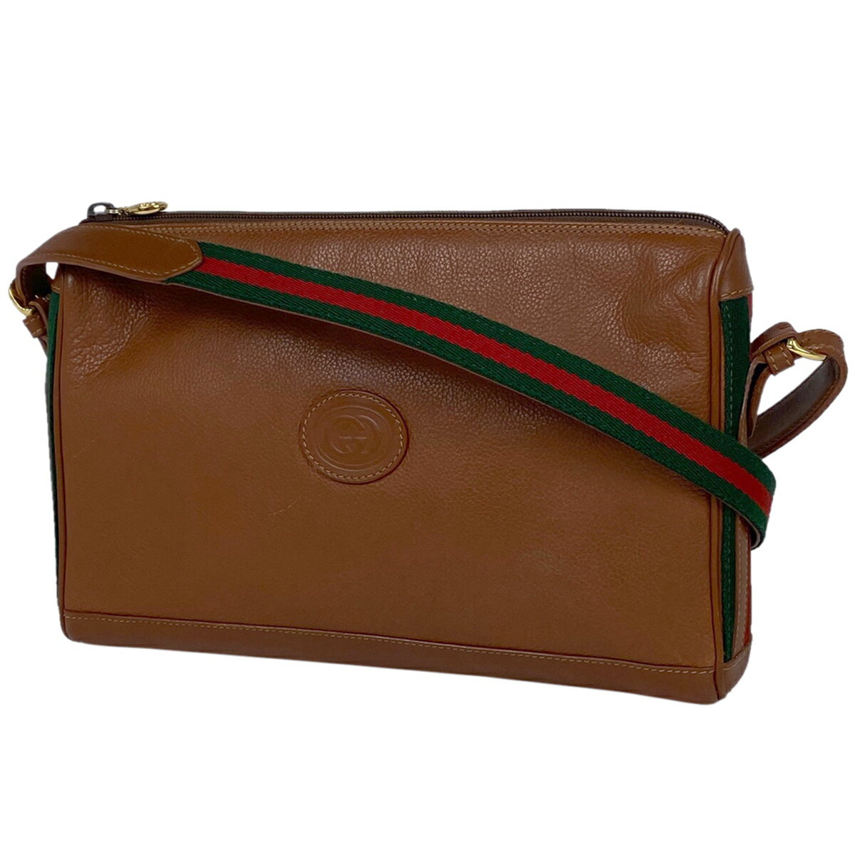 15％OFF グッチ GUCCI ロゴ ショルダーバッグ オールドグッチ 0011090601　シェリーライン ウェブ ショルダーバッグ レザー ブラウン レディース 【中古】 msp29