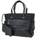 シャネル CHANEL パリビアリッツ トート GM ココマーク トートバッグ コーティングキャンバス ブラック A34210 レディース 【中古】