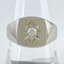 【ラッピング可】 メレダイヤ デザインリング プラチナ 指輪 リング 21号 Pt900 ダイヤモンド メンズ 【中古】
