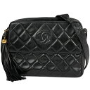 シャネル CHANEL ココマーク フリンジ ショルダーバッグ タッセル マトラッセ ショルダーバッグ レザー ブラック レディース 【中古】