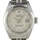 【ラッピング可】 ロレックス ROLEX デイトジャスト 10Pダイヤ 69174G 腕時計 SS WG ダイヤモンド 自動巻き シルバー レディース 【中古】