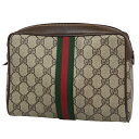 グッチ GUCCI GG柄 セカンドバッグ シェリーライン ウェブ ポーチ クラッチバッグ オールドグッチ 15601012 セカンドバッグ コーティングキャンバス ベージュ ブラウン レディース 【中古】