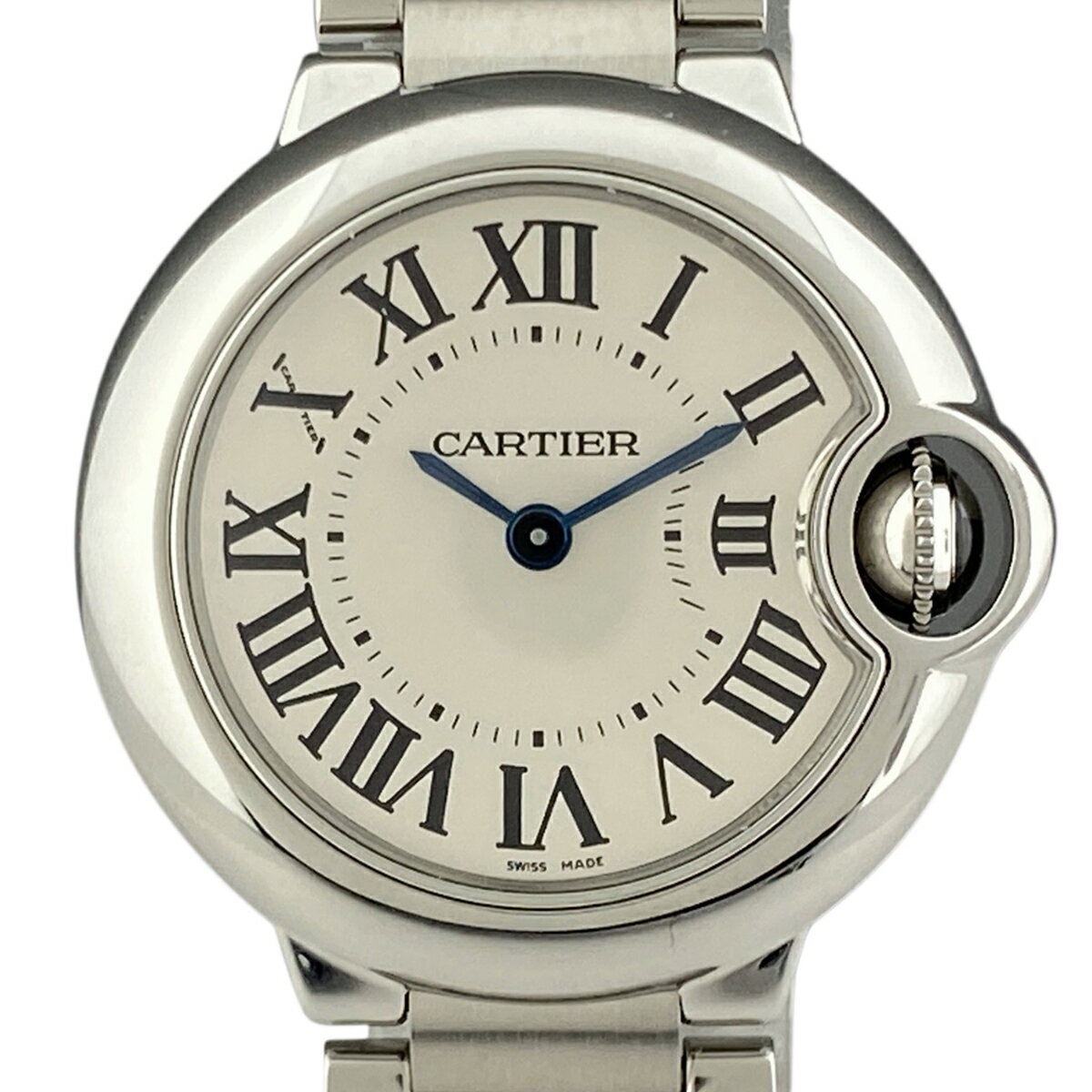 【ラッピング可】 カルティエ CARTIER バロンブルー SM W69010Z4 腕時計 SS クォーツ シルバー レディース 【中古】