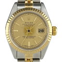 【ラッピング可】 ロレックス ROLEX デイトジャスト 69173 腕時計 SS YG 自動巻き シャンパンゴールド レディース 【中古】