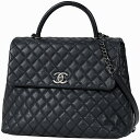 シャネル CHANEL ココマーク ハンドバッグ 2WAY ショルダーバッグ キャビアスキン ネイビー レディース 【中古】