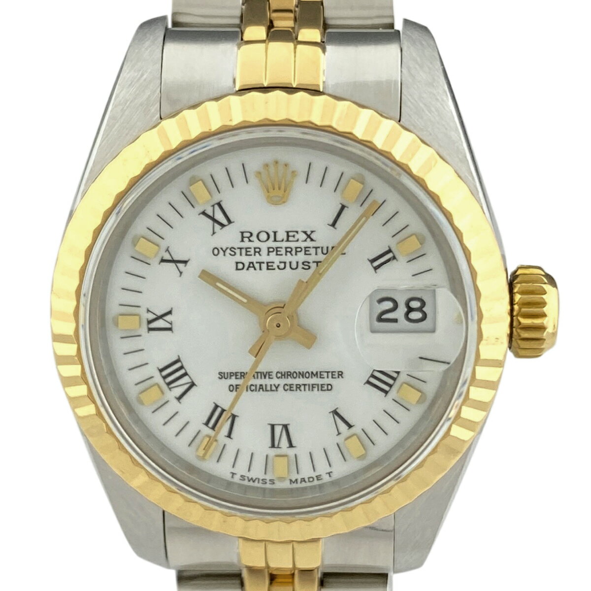 【ラッピング可】 ロレックス ROLEX デイトジャスト ローマン 69173 腕時計 SS YG 自動巻き ホワイト レディース 【中古】