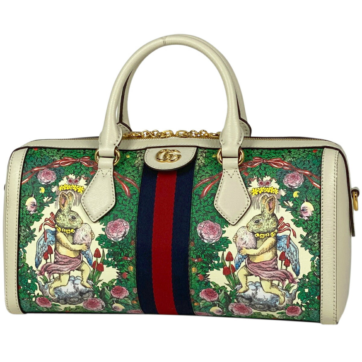 10％OFF グッチ GUCCI ミディアム トップハンドルバッグ ヒグチユウコ ダブルG 2WAY ショルダーバッグ ウェブ シェリーライン ハンドバッグ レザー アイボリー マルチカラー 524532 レディース 【中古】 msp29