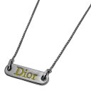 【ラッピング可】クリスチャンディオール Christian Dior ロゴ ネックレス プレート ネックレス シルバーメッキ シルバー イエロー レディース 【中古】