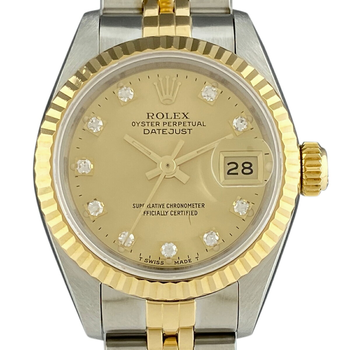 4％OFF 【ラッピング可】 ロレックス ROLEX デイトジャスト 10Pダイヤ 69173G 腕時計 SS YG ダイヤモンド 自動巻き シャンパンゴールド レディース 【中古】 msp29