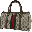 グッチ GUCCI GG柄 ハンドバッグ ミニボストン シェリーライン ウェブ オールドグッチ 01238412839 ハンドバッグ コーティングキャンバス ブラウン レディース 【中古】