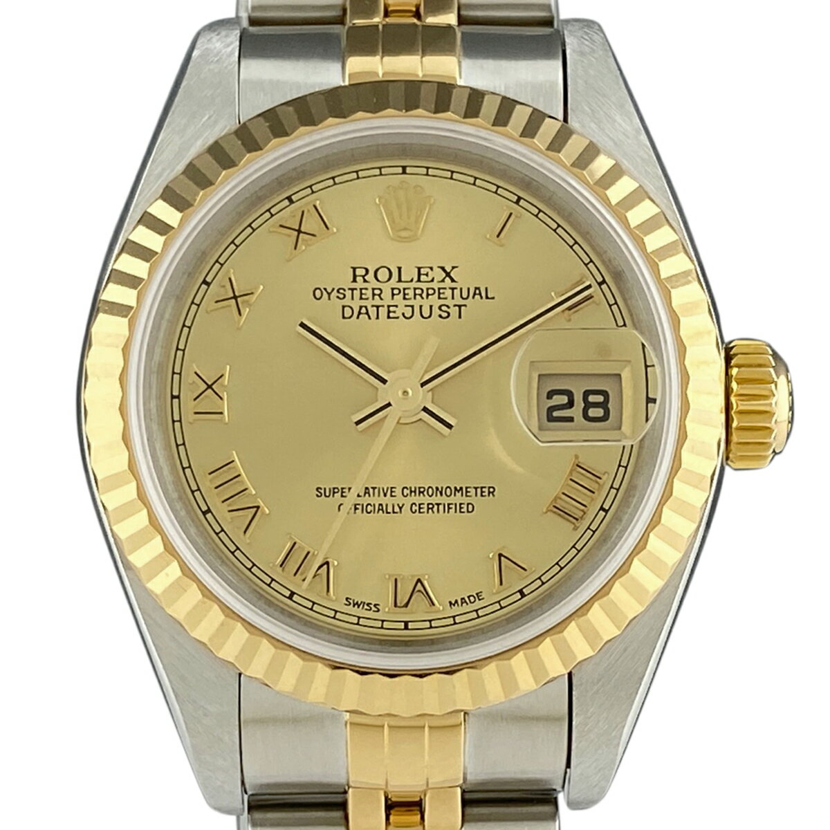 6％OFF 【ラッピング可】 ロレックス ROLEX デイトジャスト ローマン 79173 腕時計 SS YG 自動巻き シャンパンゴールド レディース 【中古】 msp29