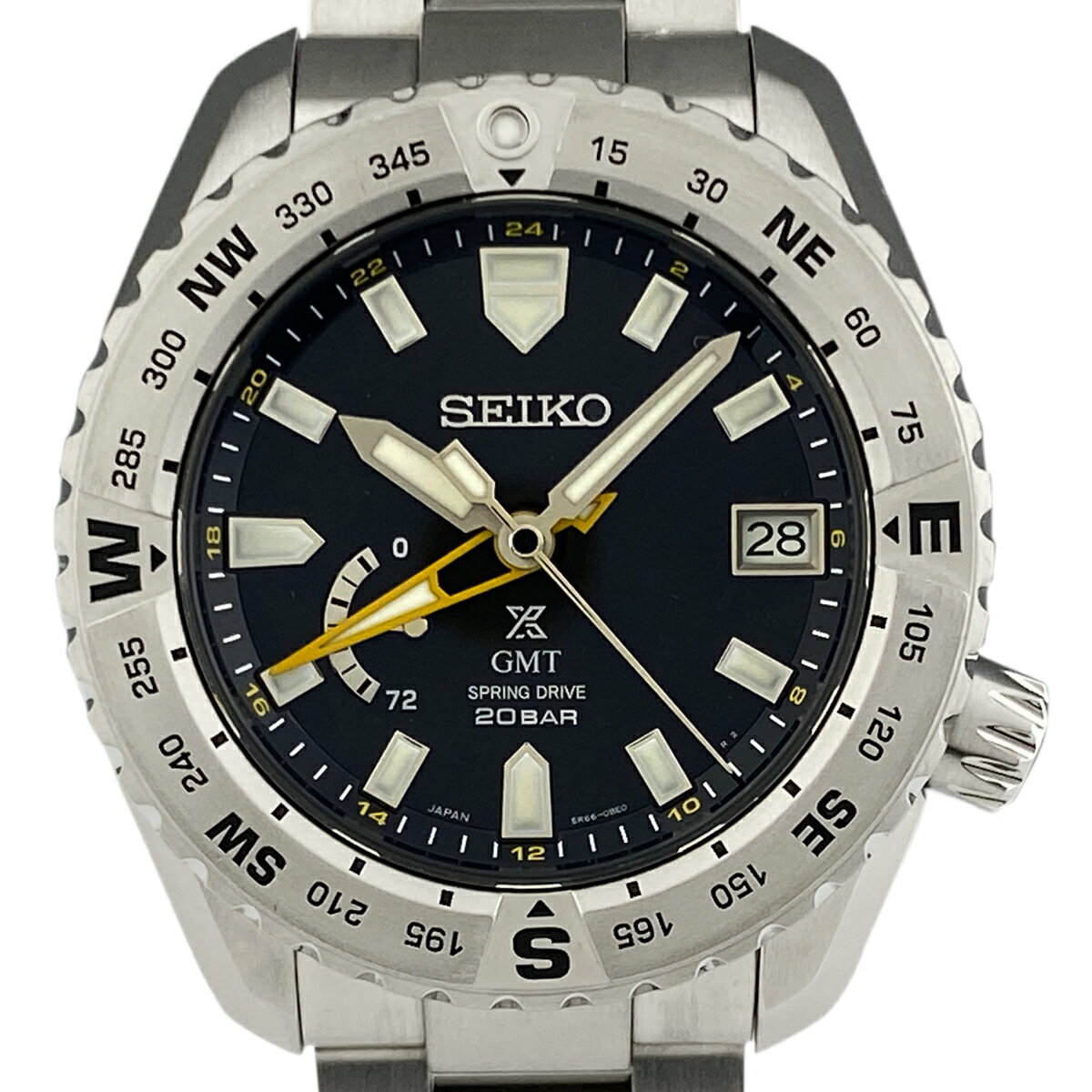 6％OFF 【ラッピング可】 セイコー SEIKO プロスペックス LXライン GMT パワーリザーブ SBDB029/5R66-0BM0 腕時計 チタン スプリングドライブ ブラック メンズ 【中古】 msp29