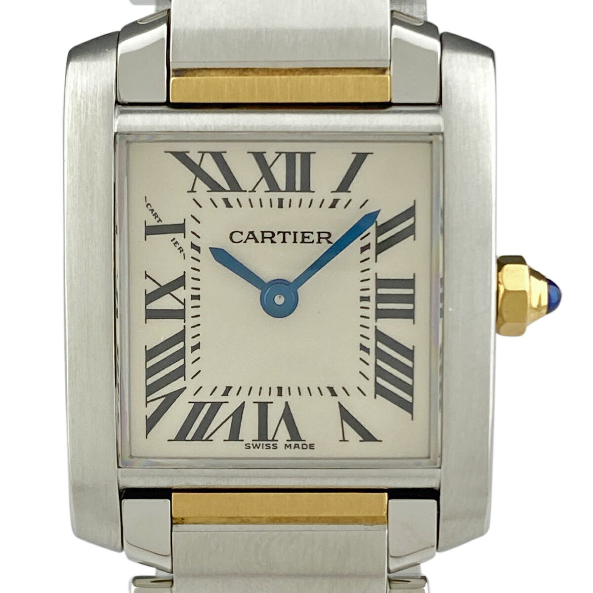 【ラッピング可】 カルティエ CARTIER タンクフランセーズ SM W51007Q4 腕時計 SS YG クォーツ アイボリー レディース 【中古】