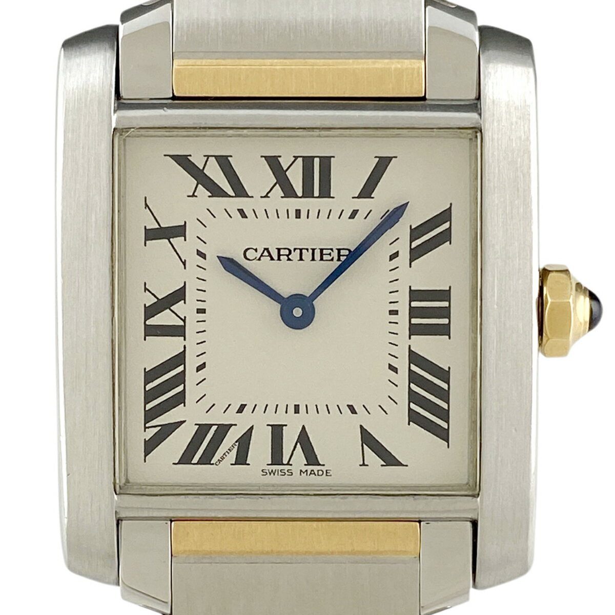 【ラッピング可】 カルティエ CARTIER タンクフランセーズ MM W51006Q4 腕時計 SS YG クォーツ アイボリー レディース 【中古】