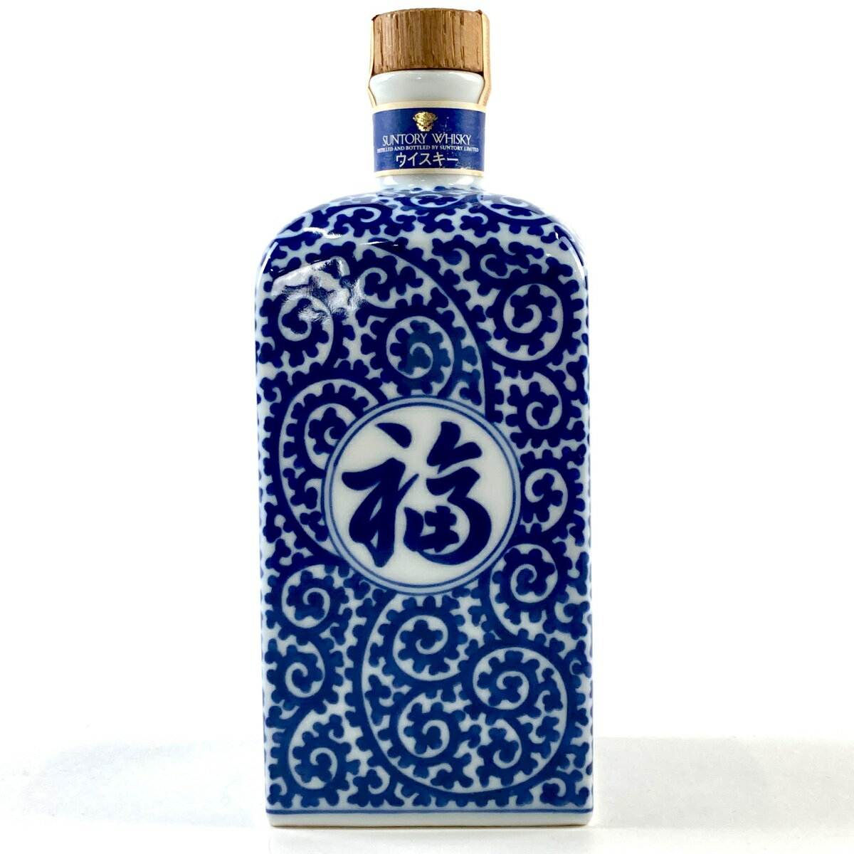 【東京都内限定発送】 サントリー SUNTORY 山崎 12年 有田焼 染付蛸唐草 福 文角瓶 600ml 国産ウイスキー 【中古】