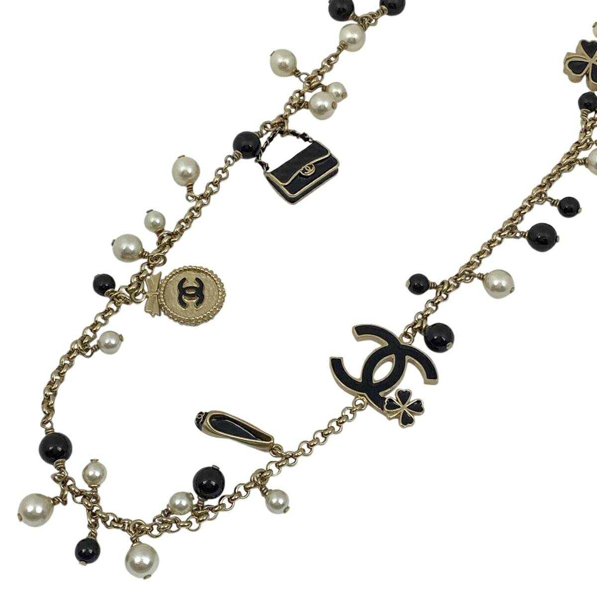 【ラッピング可】シャネル CHANEL ココマーク ロング ネックレス ココシャネル マトラッセ ネックレス GP フェイクパール ゴールド ホワイト ブラック レディース 【中古】のサムネイル