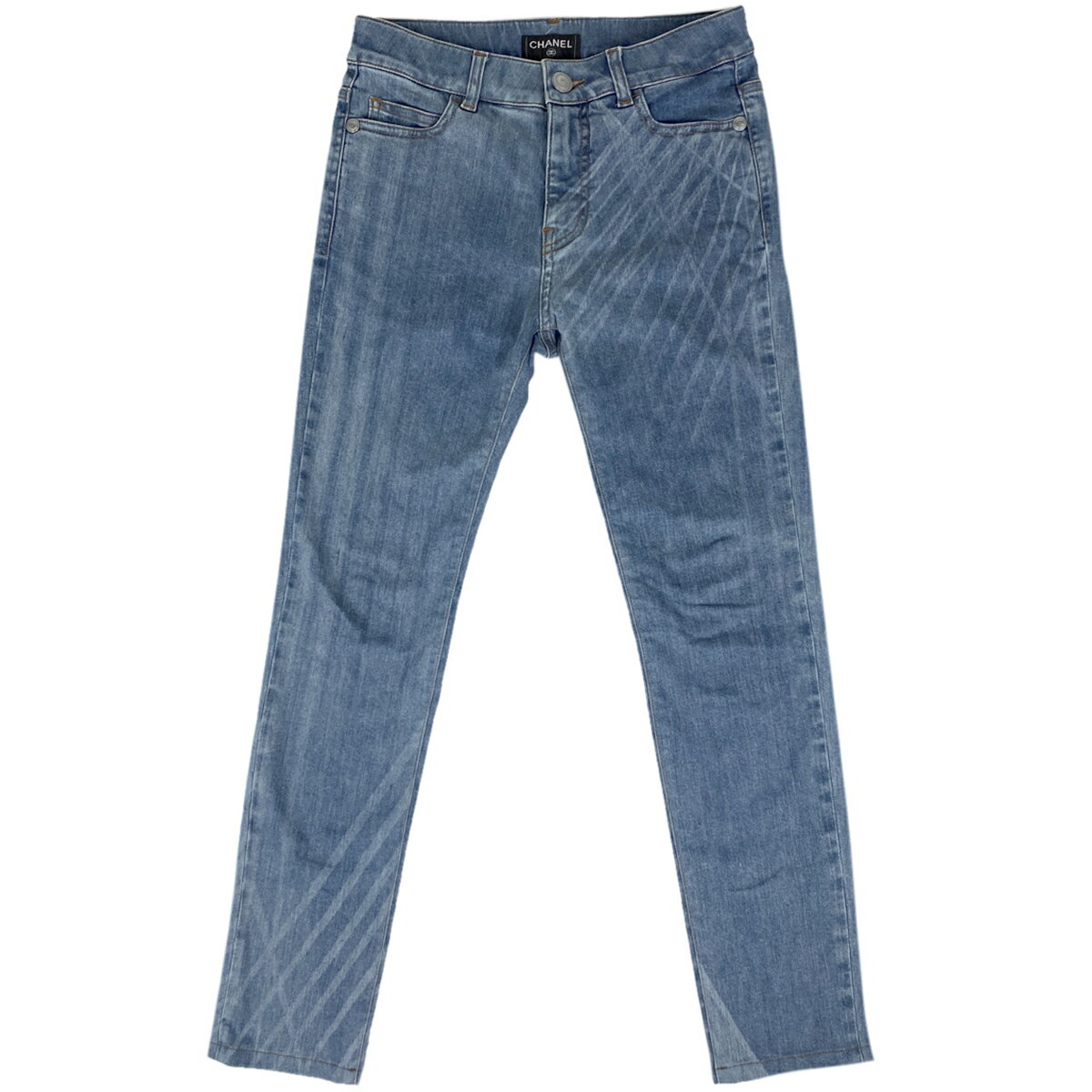 シャネル CHANEL ココマークボタン スキニー デニムパンツ ストレッチ ボトムス デニムパンツ コットン ポリウレタン ブルー レディース 【中古】のサムネイル