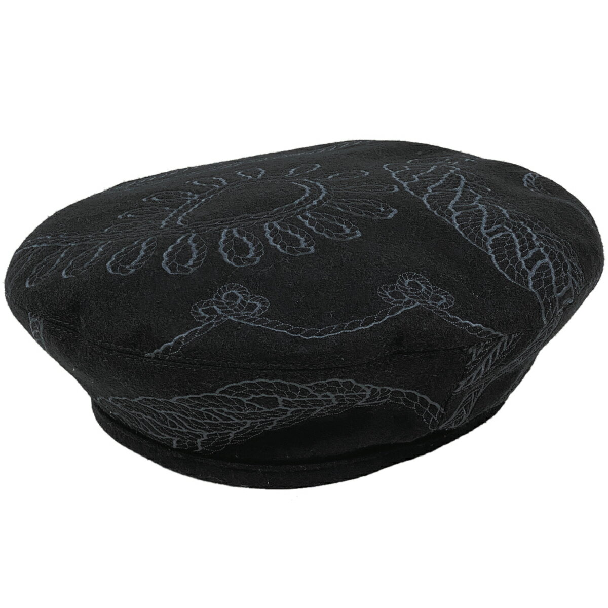 エルメス HERMES サントノーレ アン フィネス ベレー帽 刺繍 帽子 ベレー帽 毛 ブラック レディース 【中古】のサムネイル