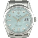 【ラッピング可】 ロレックス ROLEX デイデイト 8Pポイント 2Pバゲットダイヤ 118296A 腕時計 Pt ダイヤモンド 自動巻き アイスブルー メンズ 【中古】(2)