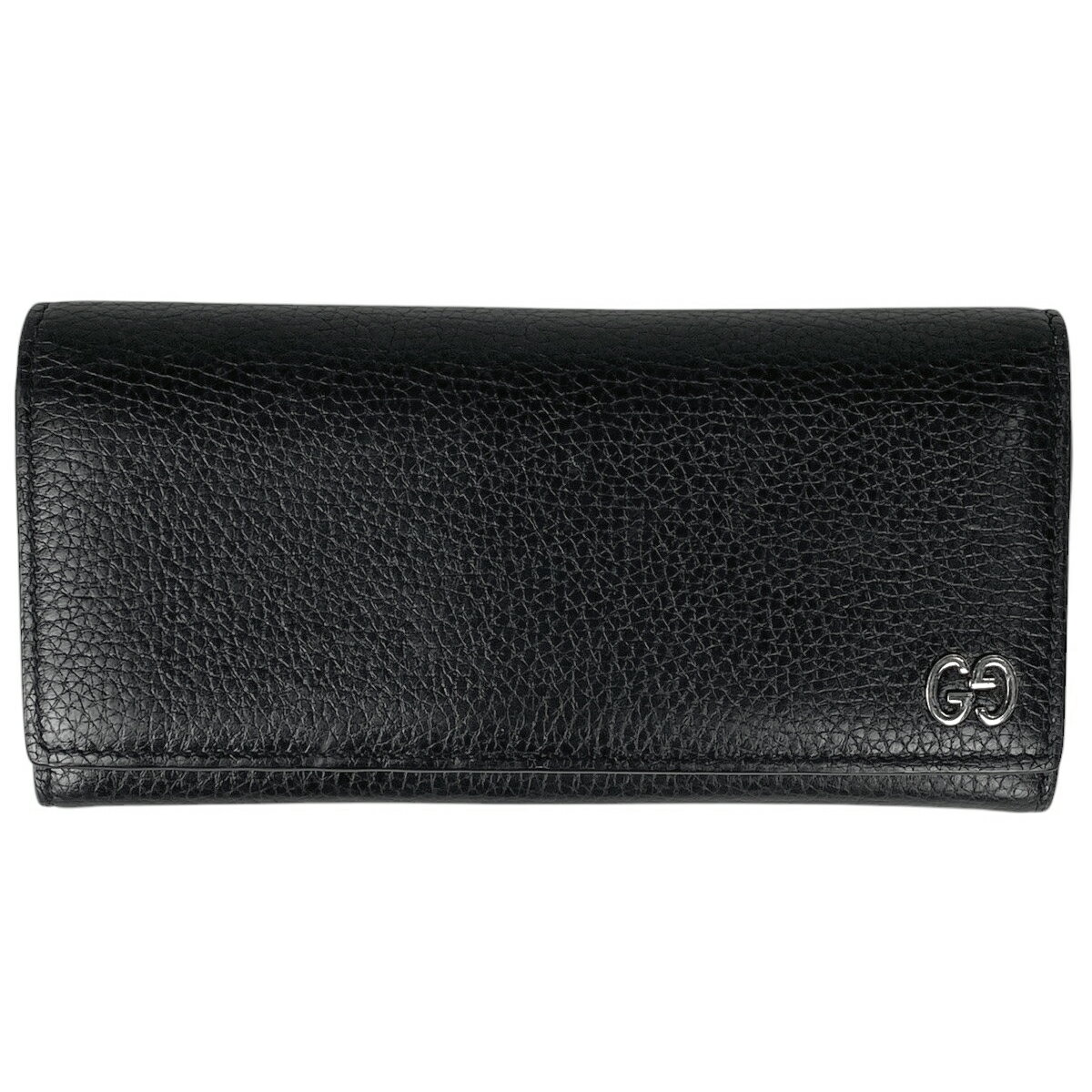 【ラッピング可】【在庫一掃】 グッチ GUCCI ロゴ 二つ折り 長財布 札入れ 長財布 レザー ブラック 481727 メンズ 【中古】