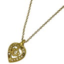 【在庫一掃】 クリスチャンディオール Christian Dior ロゴ ラインストーン ネックレス ハート ネックレス GP ゴールド レディース 【中古】