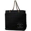 【在庫一掃】 シャネル CHANEL チョコバー チェーン トートバッグ ココマーク ショルダーバッグ トートバッグ ジャージー ブラック レディース 【中古】