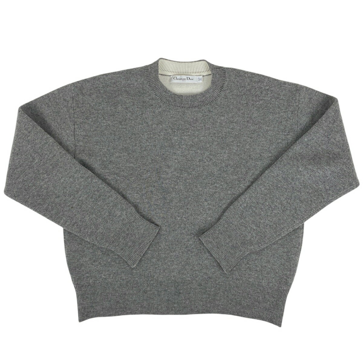 【在庫一掃】 クリスチャンディオール Christian Dior ロゴ ボクシーセーター J’ADIOR 8 ニット 長袖 トップス セーター カシミヤ ナイロン ポリウレタン グレー レディース 【中古】