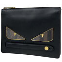フェンディ FENDI バグズ クラッチバッグ ズッキーノ柄 モンスター セカンドバッグ クラッチバッグ レザー ブラック 7VA445 レディース 【中古】