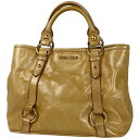 ミュウ ミュウ Miu Miu ロゴ ハンドバッグ 2WAY ショルダーバッグ ハンドバッグ レザー ベージュ レディース 【中古】