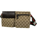 グッチ GUCCI GG柄 ウエストバッグ ウエストポーチ シェリーライン ウェブ ボディバッグ GGキャンバス ブラウン 28566 レディース 【中古】 m...