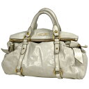 ミュウ ミュウ Miu Miu ロゴ ハンドバッグ 2WAY ショルダーバッグ リボン ハンドバッグ レザー ホワイト レディース 【中古】