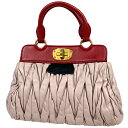 ミュウ ミュウ Miu Miu ロゴ ハンドバッグ マテラッセ ハンドバッグ レザー ピンク レッド レディース 【中古】