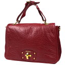 ミュウ ミュウ Miu Miu ロゴ ハンドバッグ 2WAY ショルダーバッグ ハンドバッグ レザー レッド レディース 【中古】