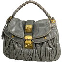 ミュウ ミュウ Miu Miu マテラッセ ハンドバッグ 2WAY ショルダーバッグ ギャザー ハンドバッグ レザー グレー レディース 【中古】