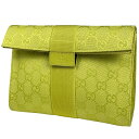 グッチ GUCCI GG柄 ポーチ ベルクロ 化粧ポーチ キャンバス イエローグリーン 0390992 レディース 【中古】