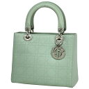クリスチャンディオール Christian Dior レディディオール 手提げ カナージュ ハンドバッグ レザー グリーン レディース 【中古】(4)